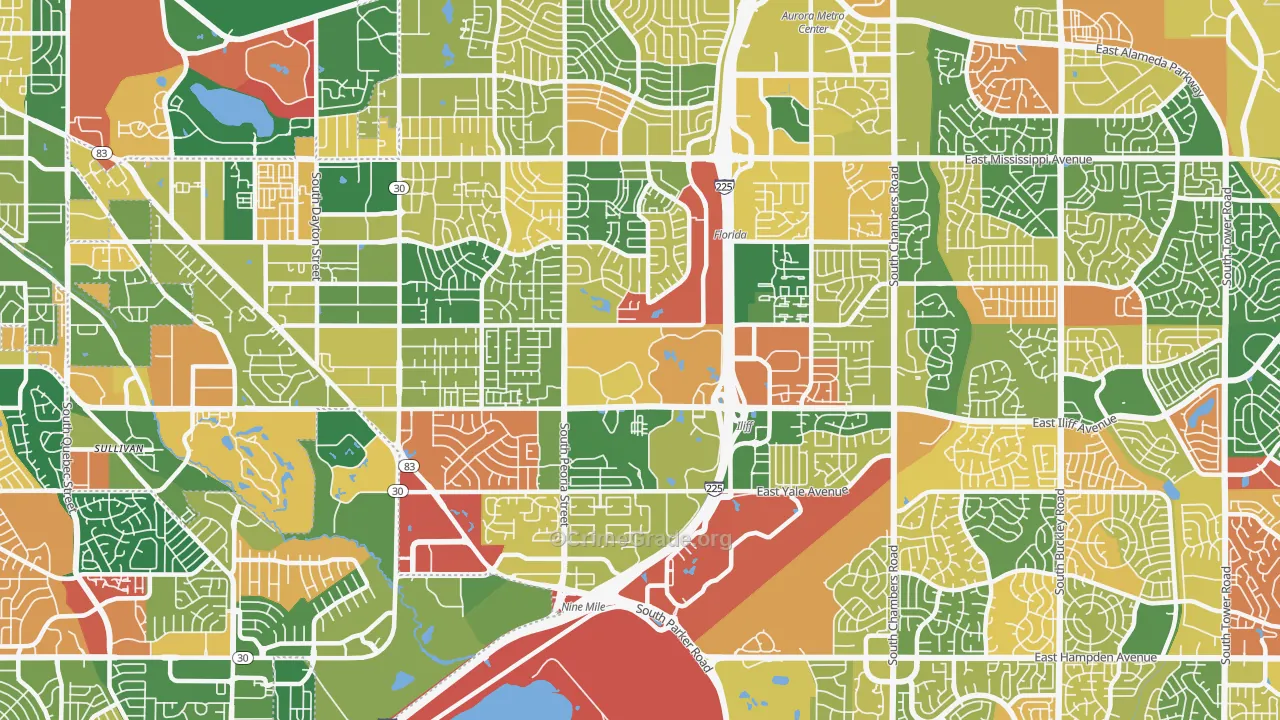 Heather Ridge, Aurora, CO Map of Arson Rates