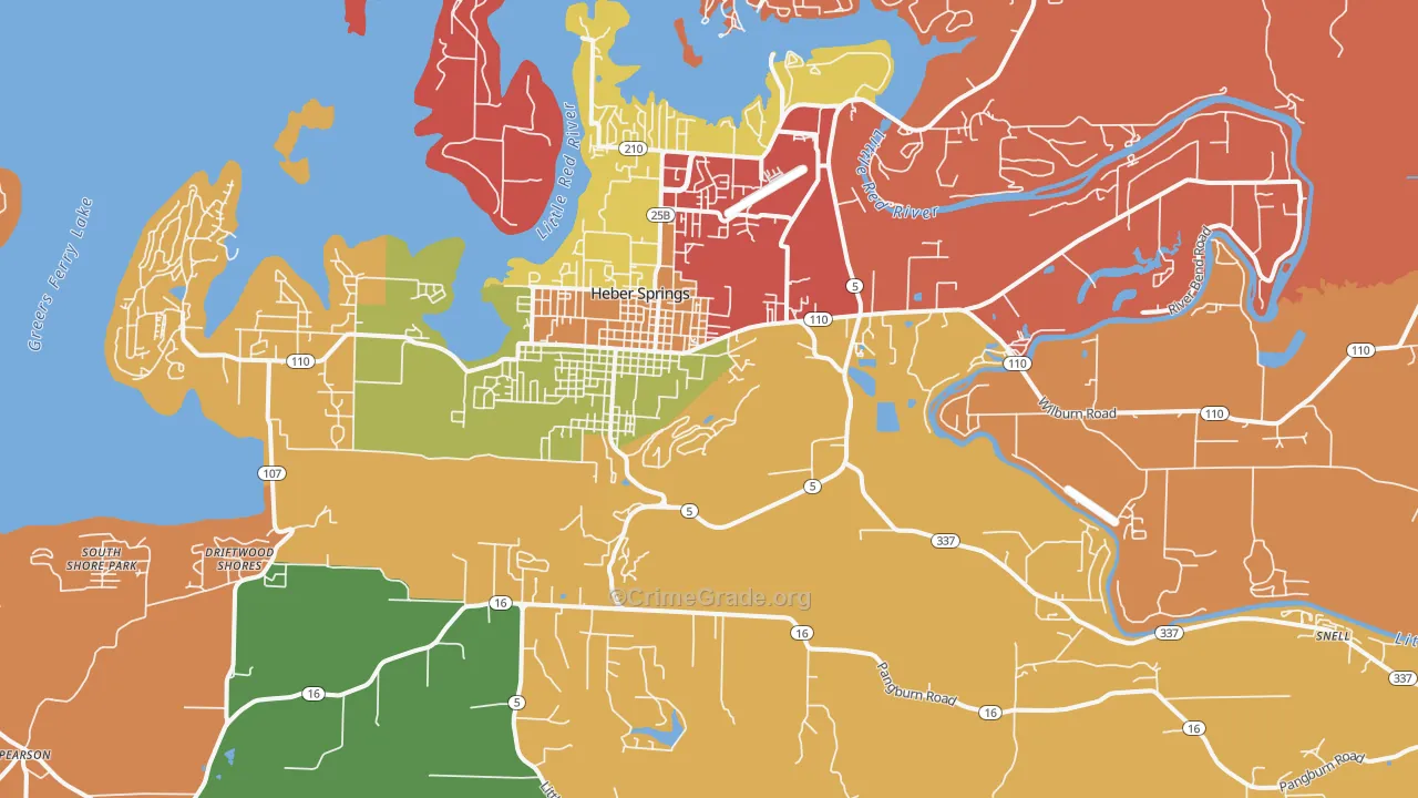 Heber Springs, AR Map of Arson Rates