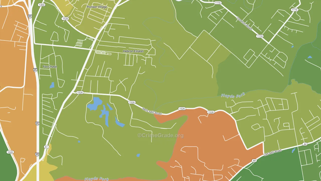 Hebron Estates, KY Map of Arson Rates