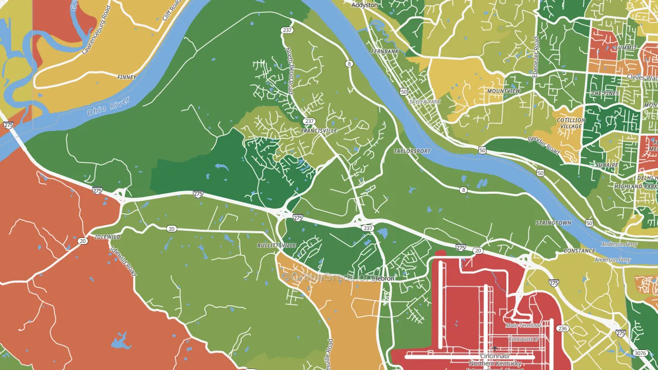 Hebron, KY Map of Arson Rates