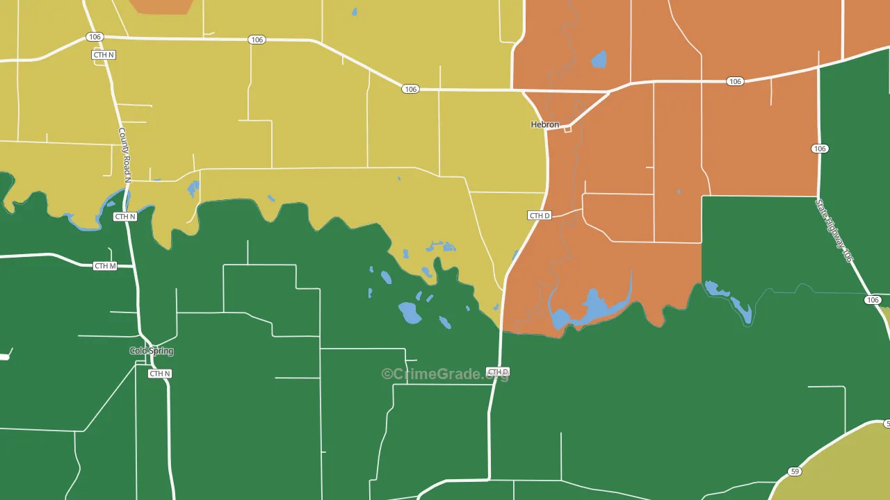 Hebron, WI Map of Arson Rates