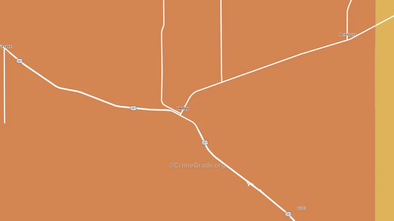 Hedley, TX Map of Arson Rates