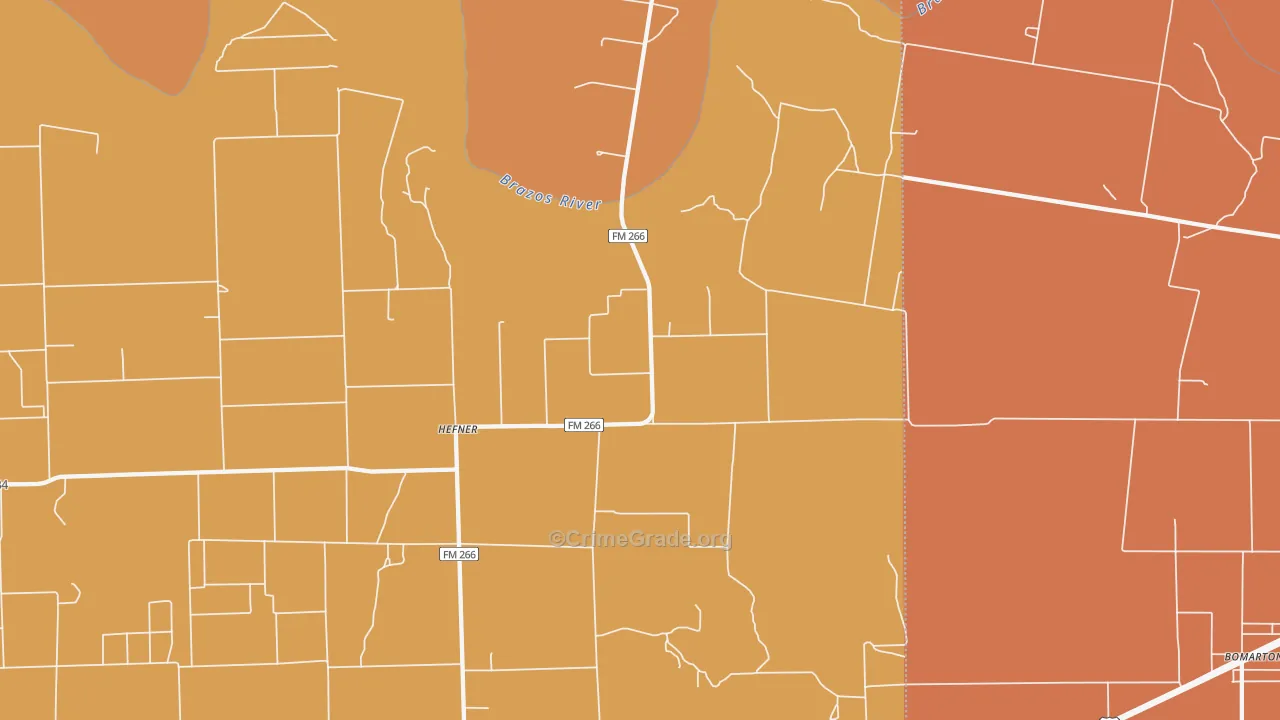 Hefner, TX Map of Arson Rates