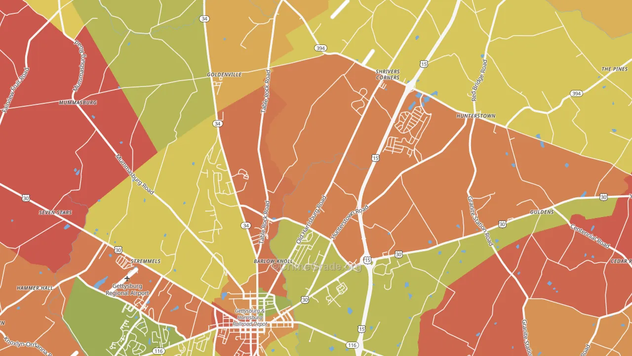 Heidlersburg, PA Map of Arson Rates
