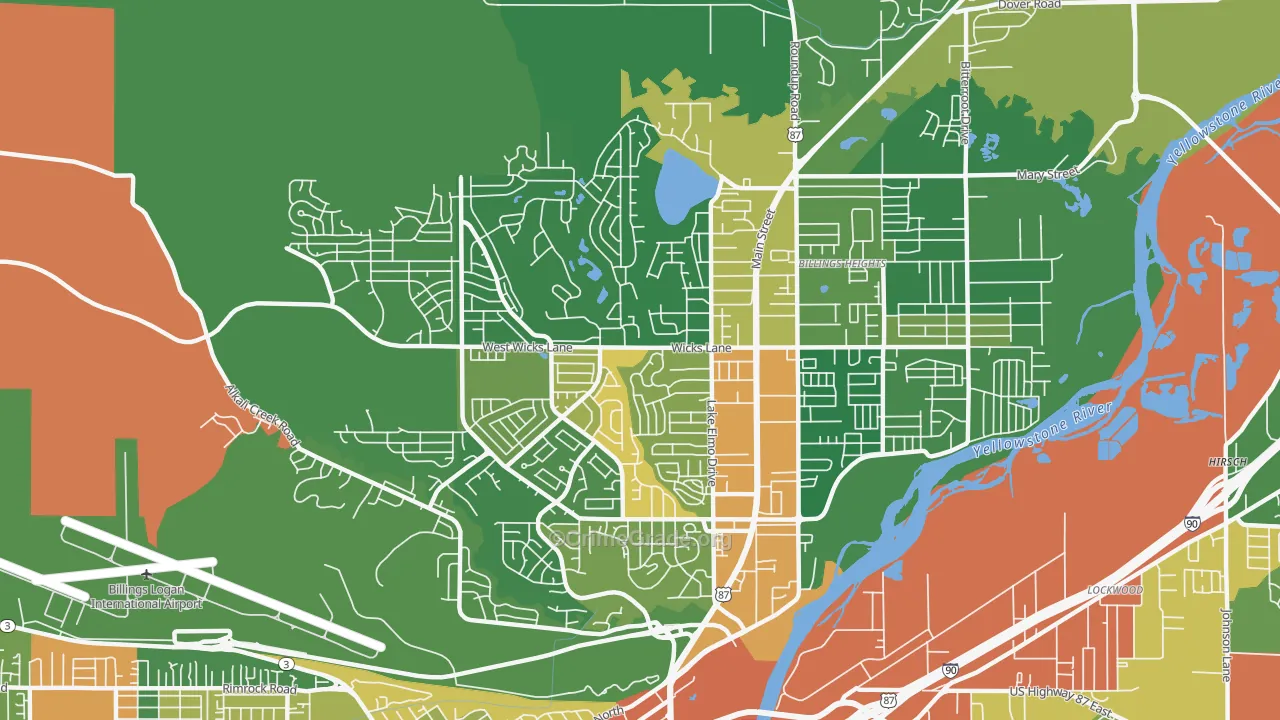 Heights, Billings, MT Map of Arson Rates