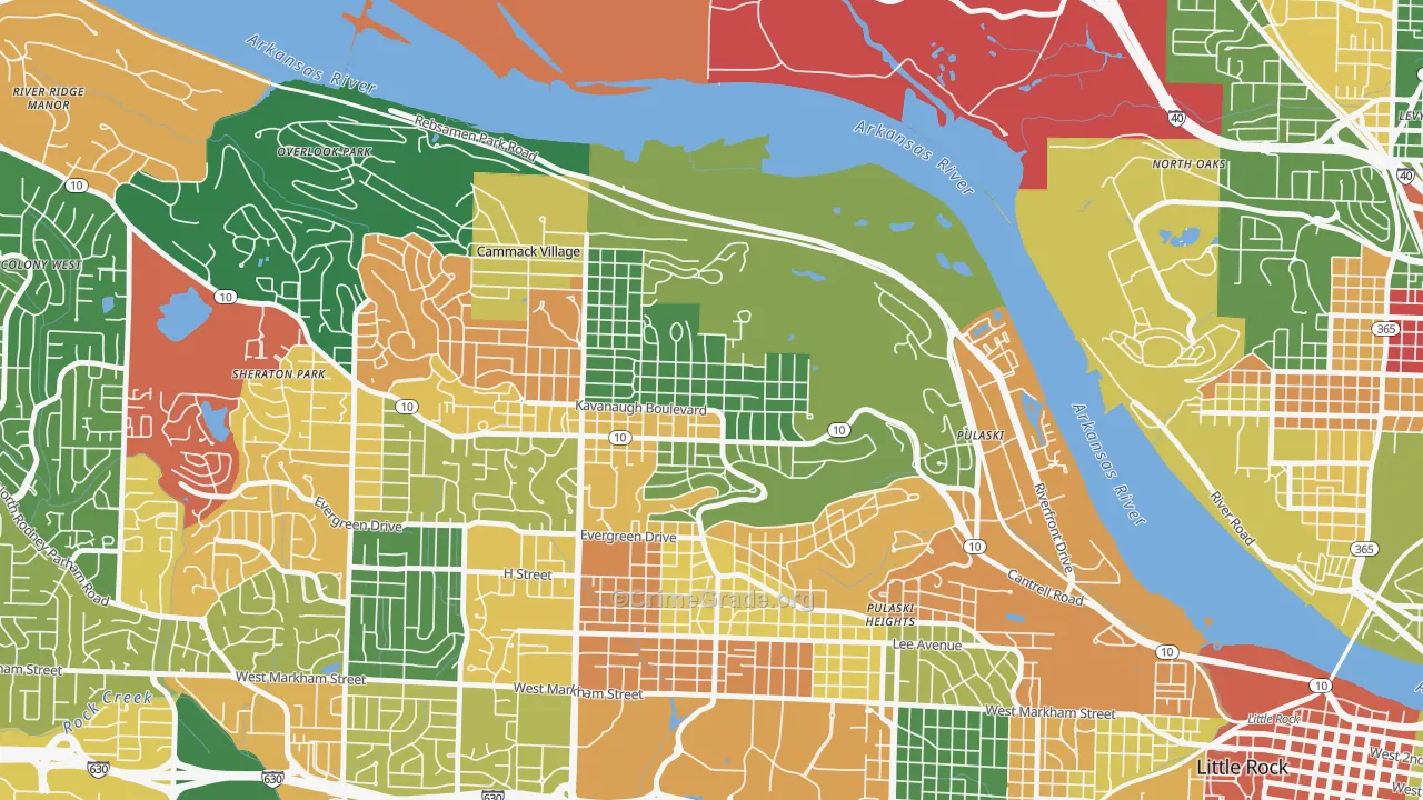 Heights, Little Rock, AR Map of Arson Rates