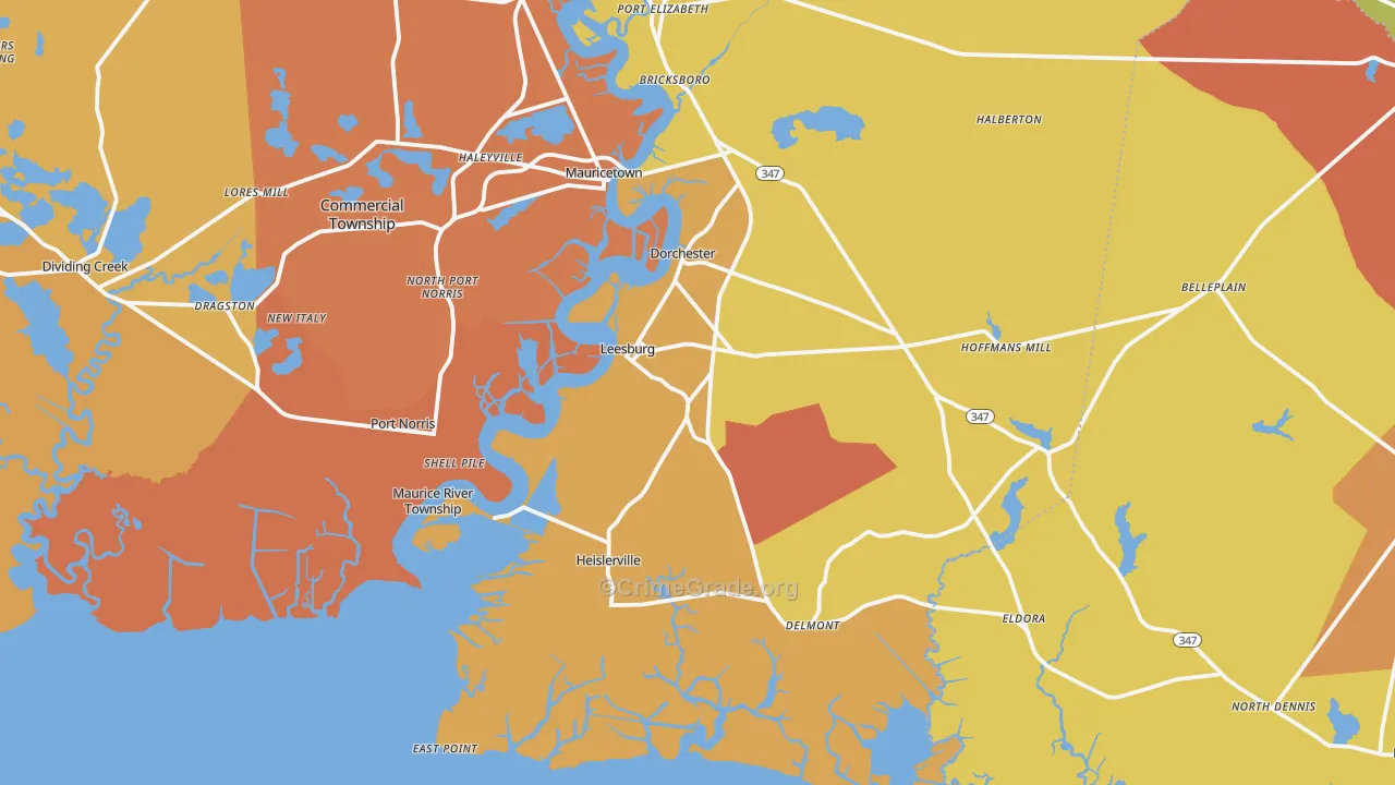 Heislerville, NJ Map of Arson Rates