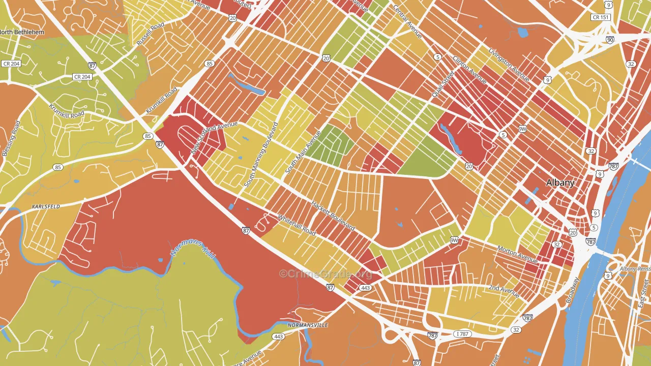Helderberg, Albany, NY Map of Arson Rates