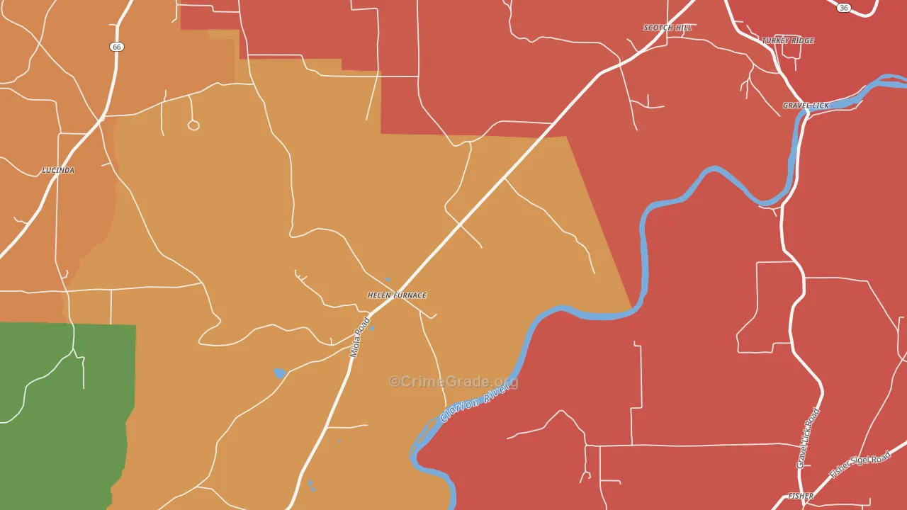 Helen Furnace, PA Map of Arson Rates