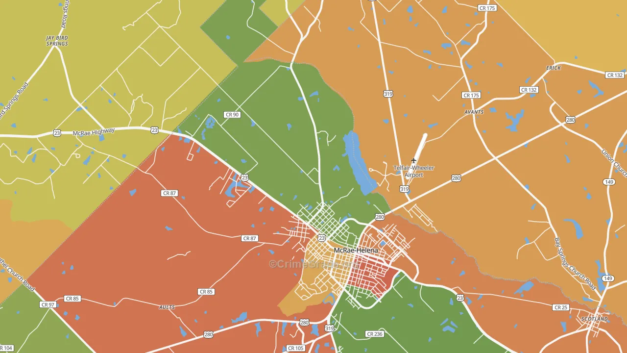 Helena, GA Map of Arson Rates