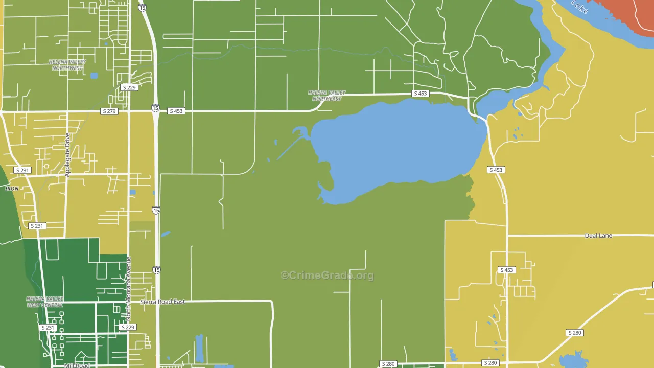 Helena Valley Northeast, MT Map of Arson Rates