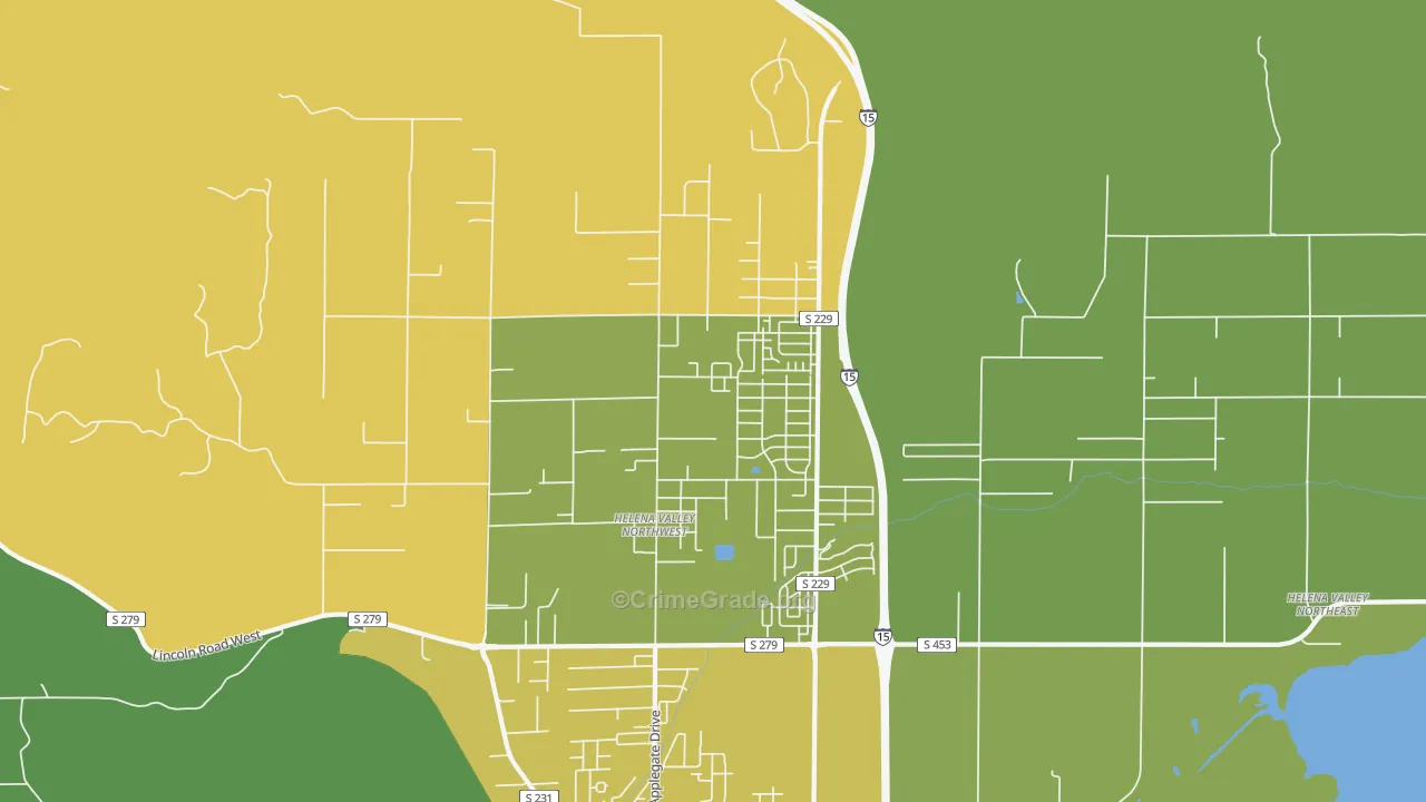 Helena Valley Northwest, MT Map of Arson Rates