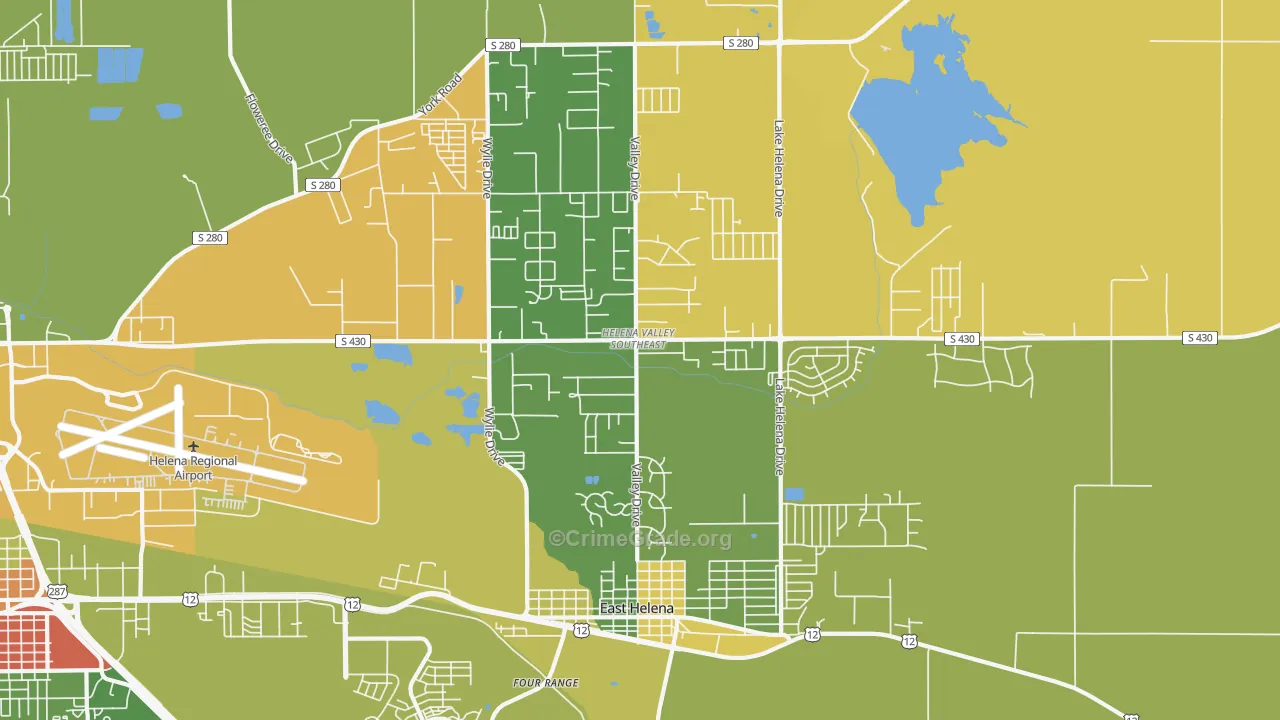 Helena Valley Southeast, MT Map of Arson Rates