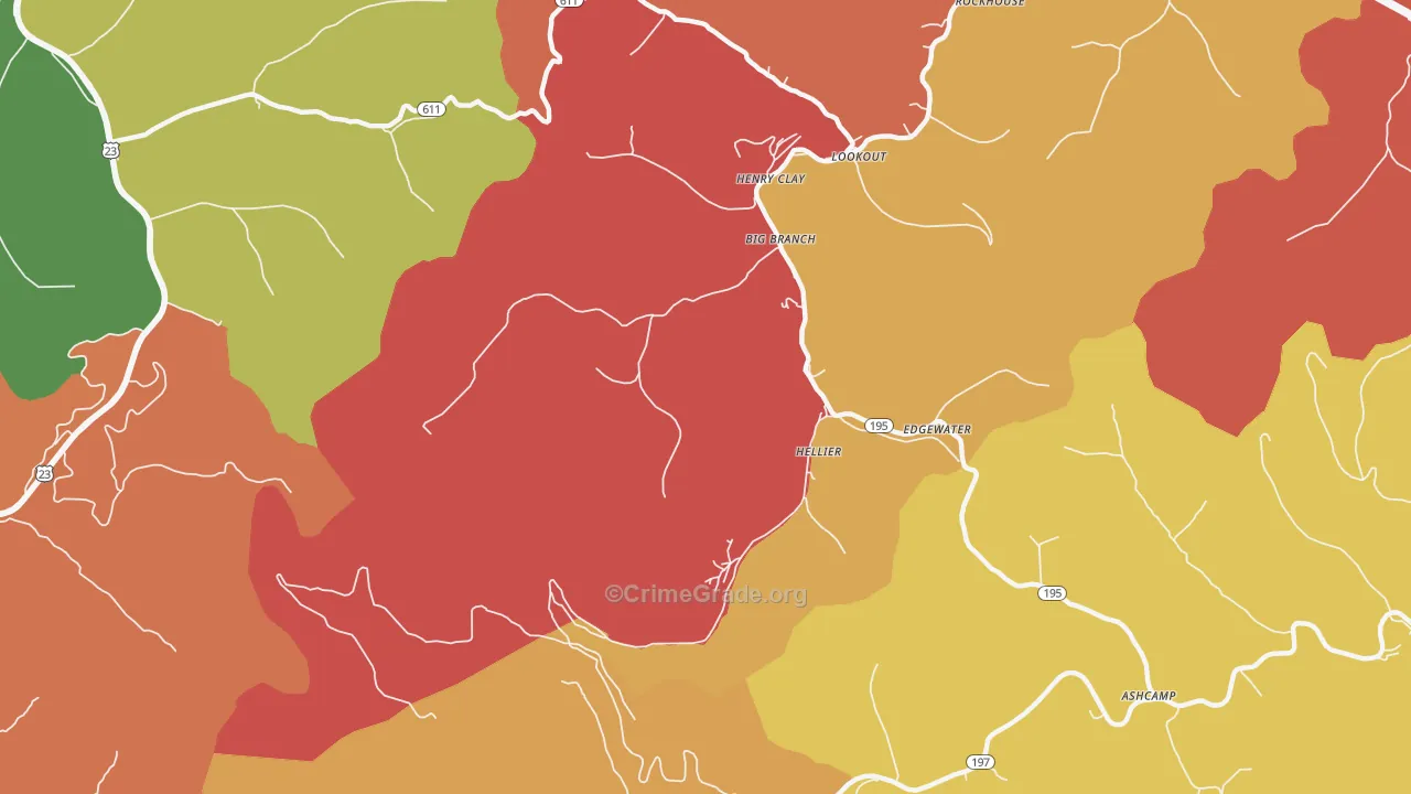 Hellier, KY Map of Arson Rates
