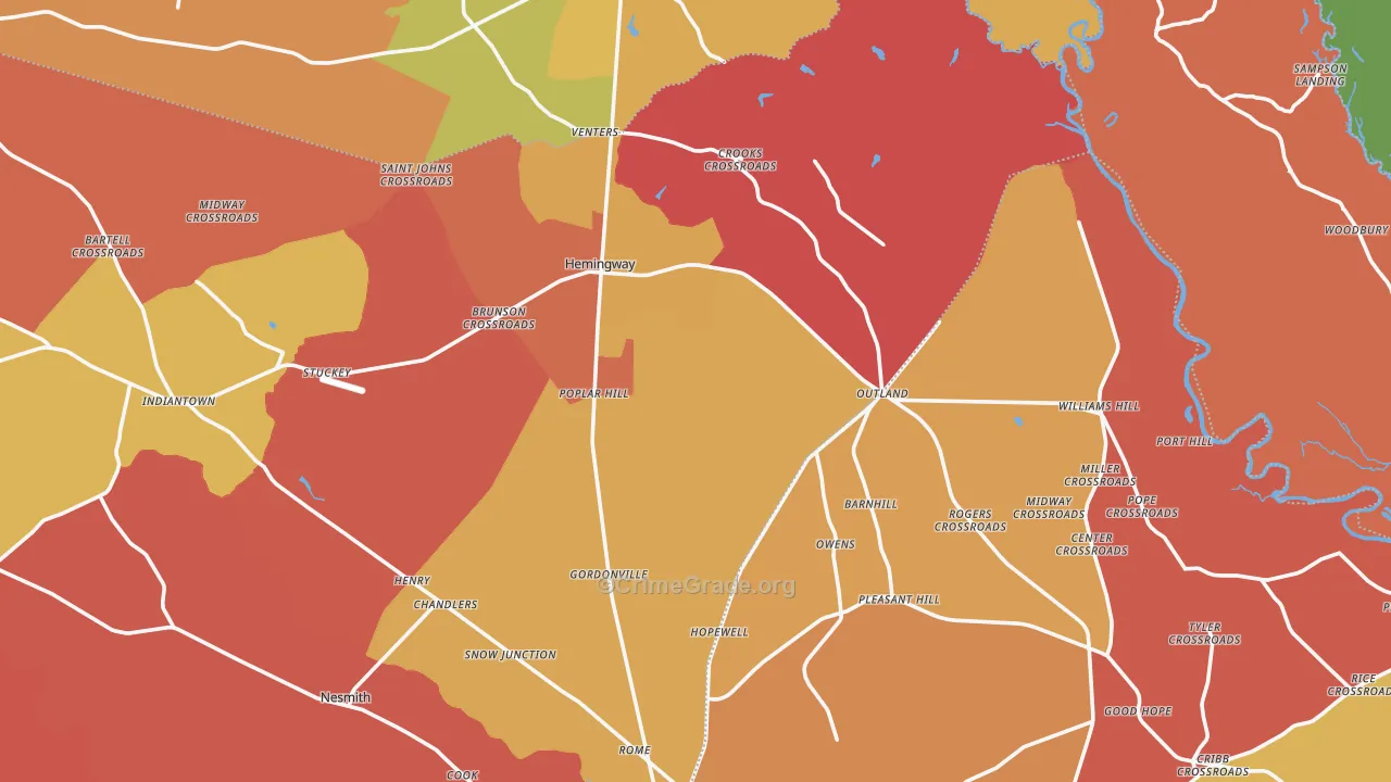 Hemingway, SC Map of Arson Rates