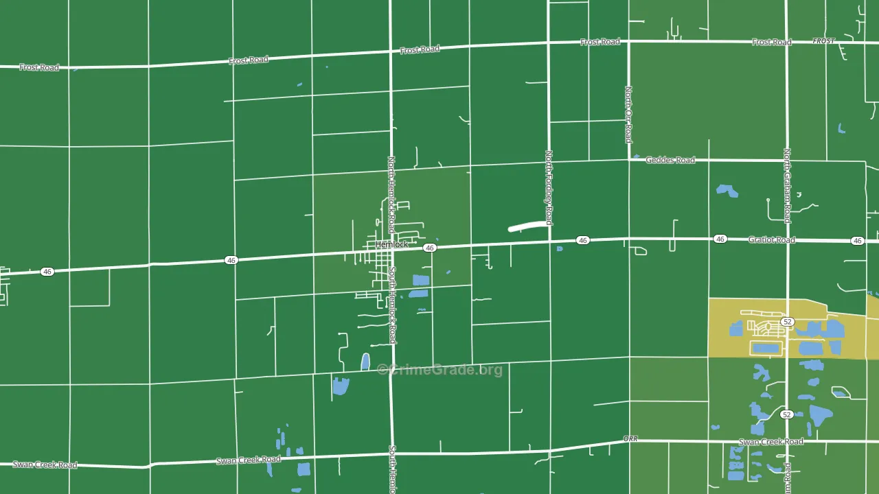Hemlock, MI Map of Arson Rates