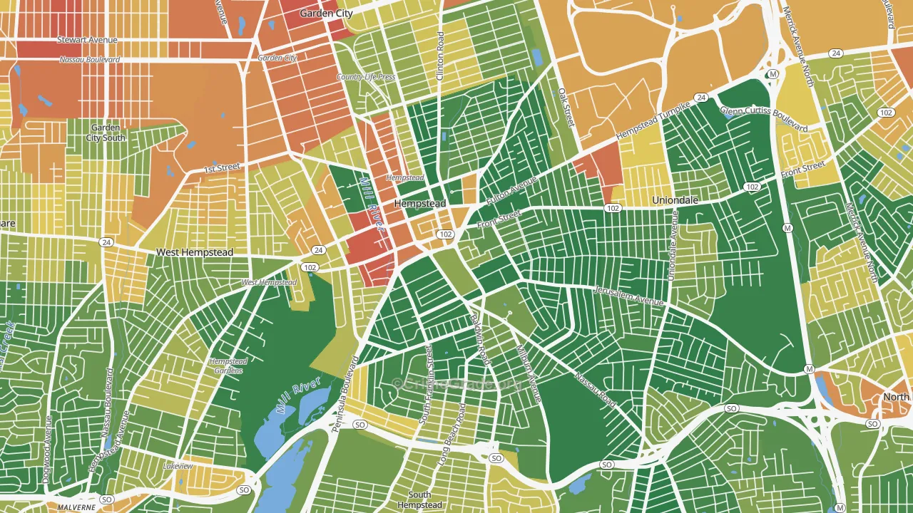 Hempstead, NY Map of Arson Rates