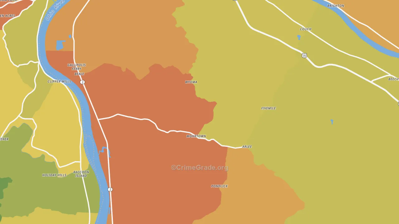 Henderson, WV Map of Arson Rates