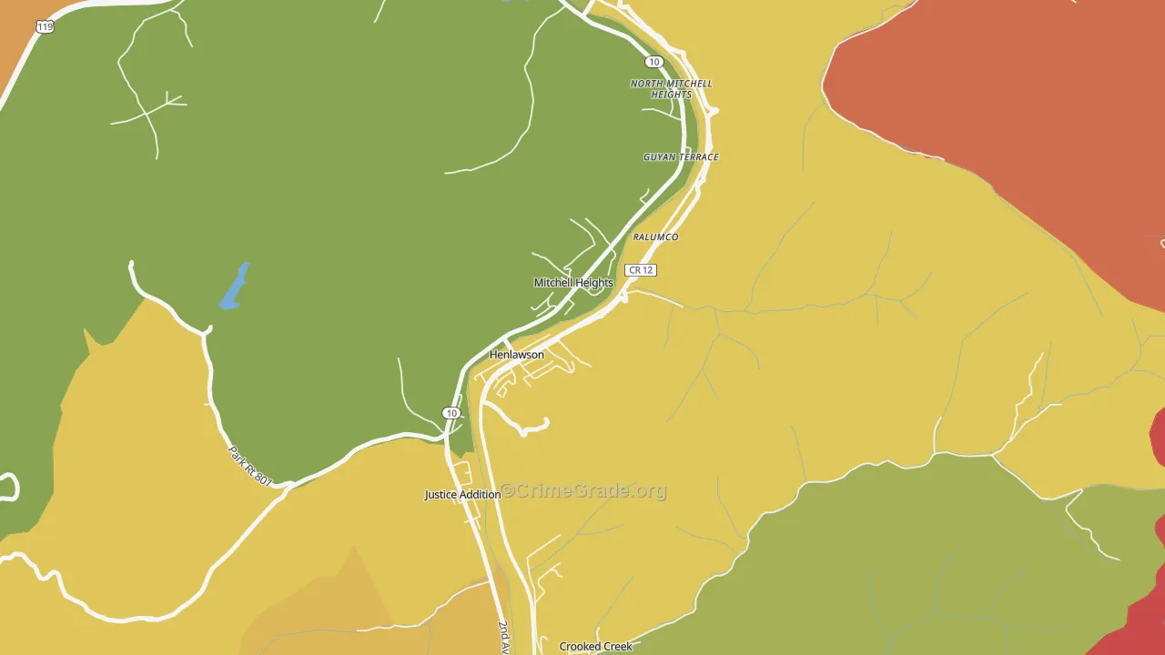Henlawson, WV Map of Arson Rates