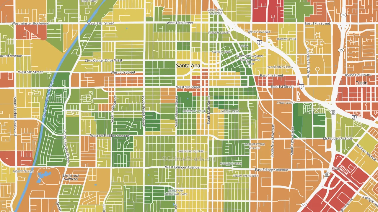Henninger Park, Santa Ana, CA Map of Arson Rates