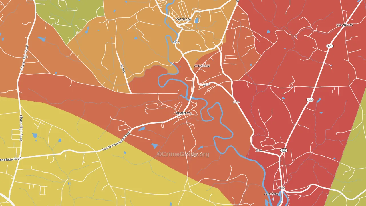 Henrietta, NC Map of Arson Rates