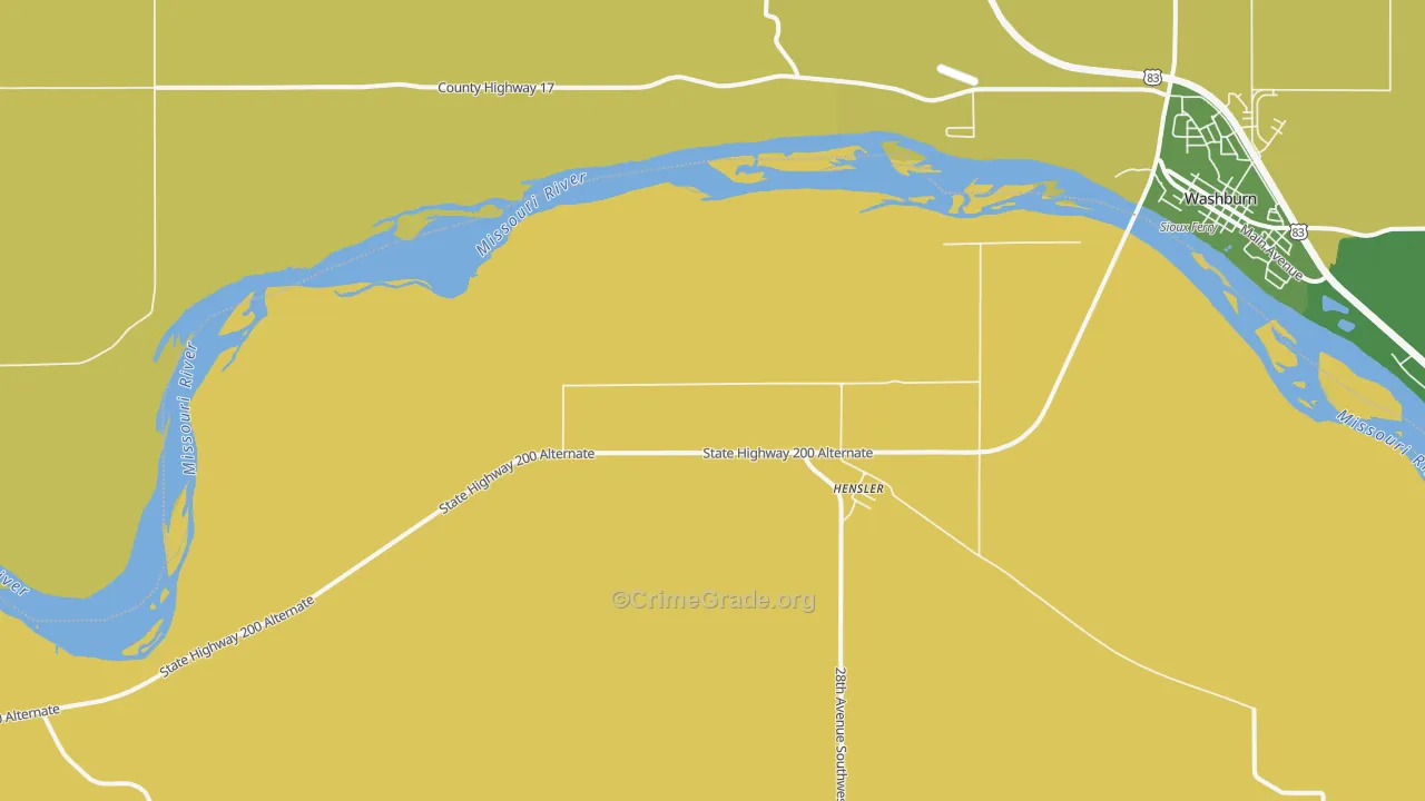 Hensler, ND Map of Arson Rates