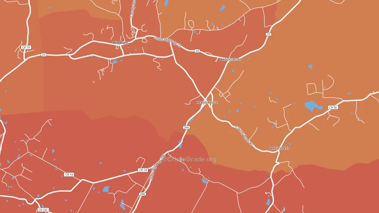 Hensonville, NY Map of Arson Rates