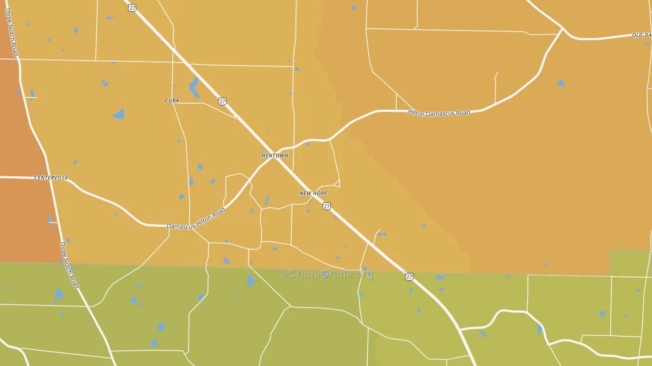 Hentown, GA Map of Arson Rates