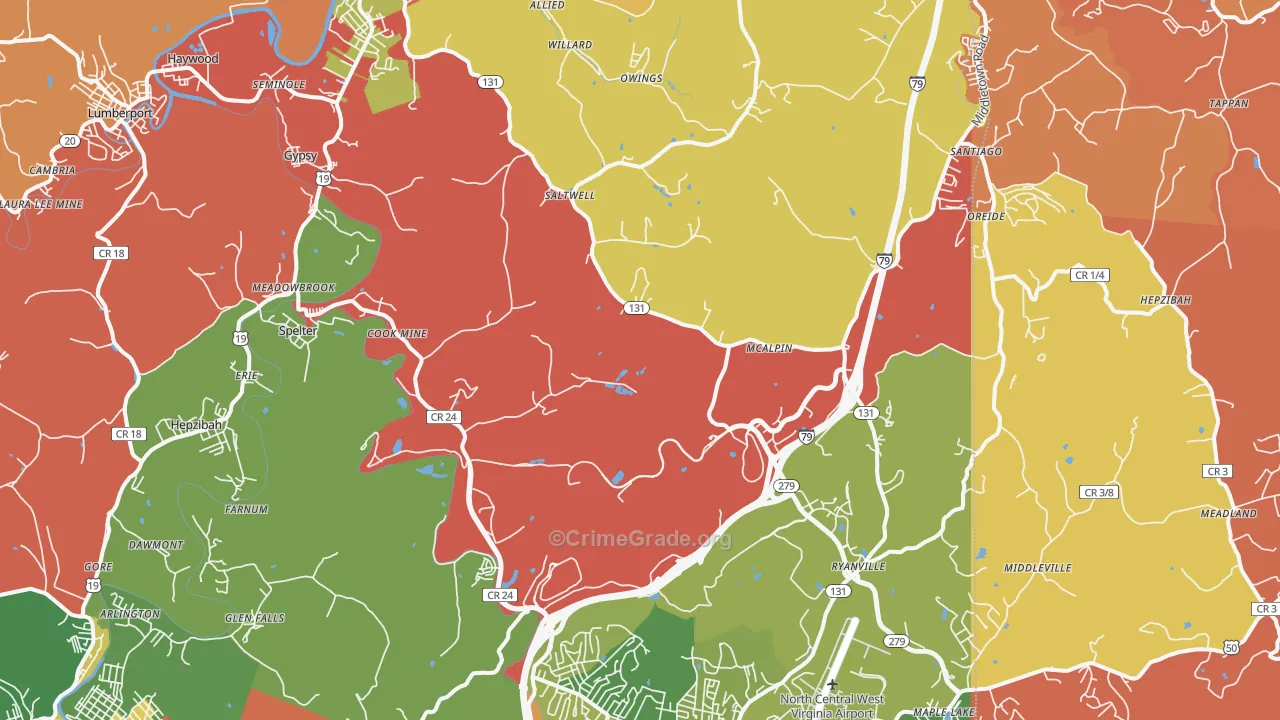 Hepzibah, WV Map of Arson Rates