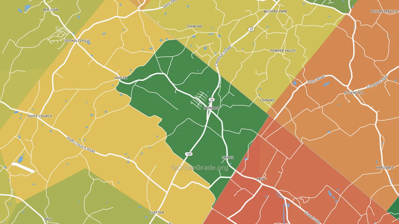 Hereford, PA Map of Arson Rates