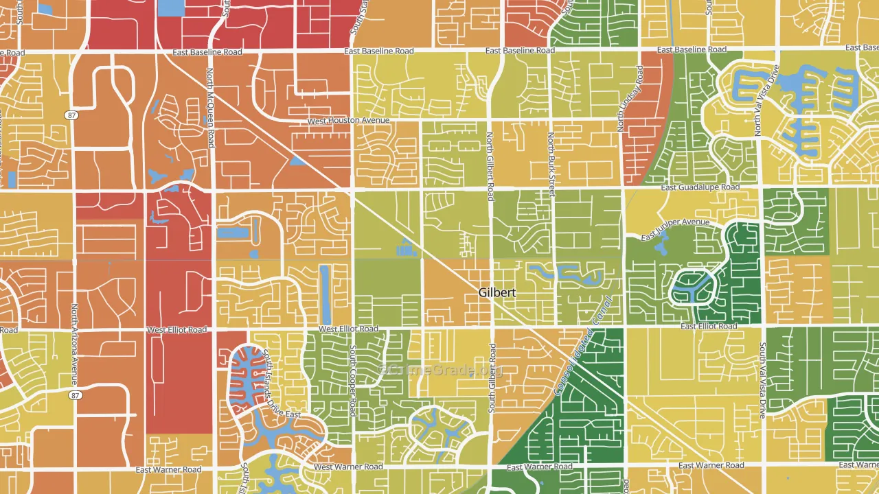 Heritage District, Gilbert, AZ Map of Arson Rates