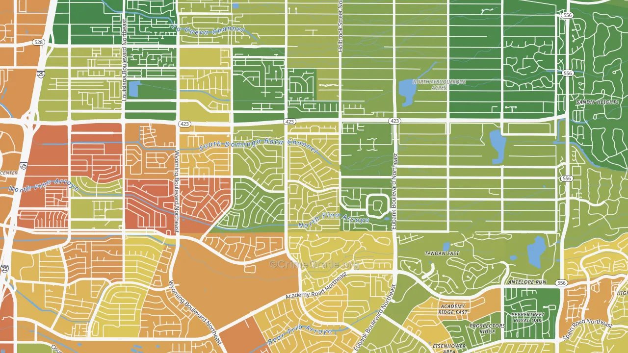 Heritage East, Albuquerque, NM Map of Arson Rates