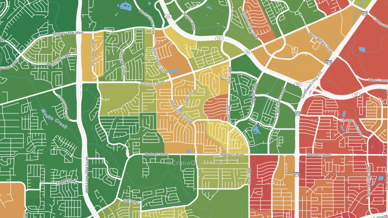 Heritage, San Antonio, TX Map of Arson Rates