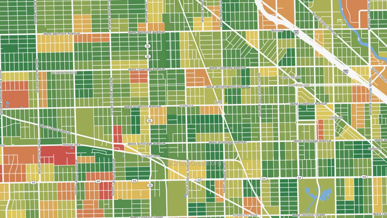 Hermosa, Chicago, IL Map of Arson Rates