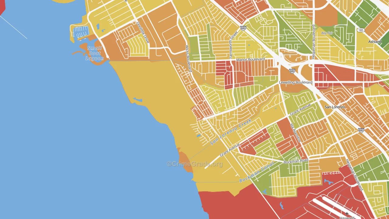 Heron Bay, San Leandro, CA Map of Arson Rates