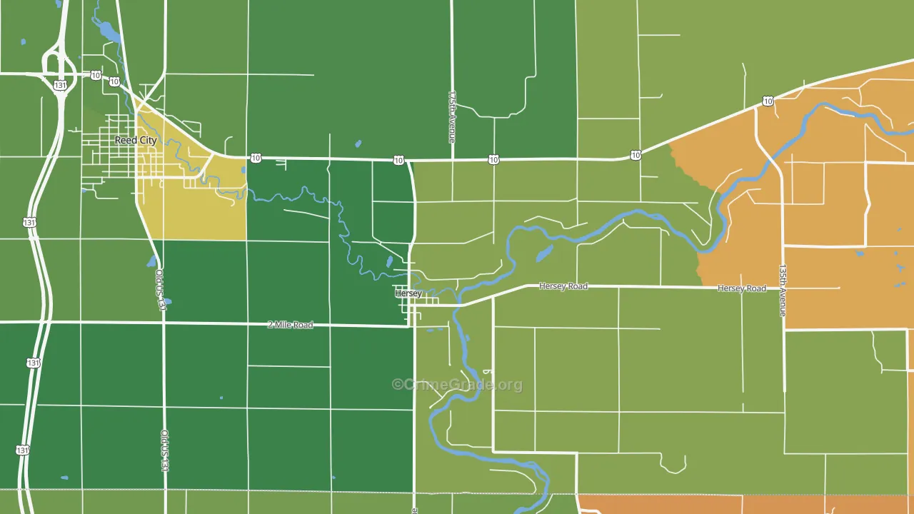 Hersey, MI Map of Arson Rates