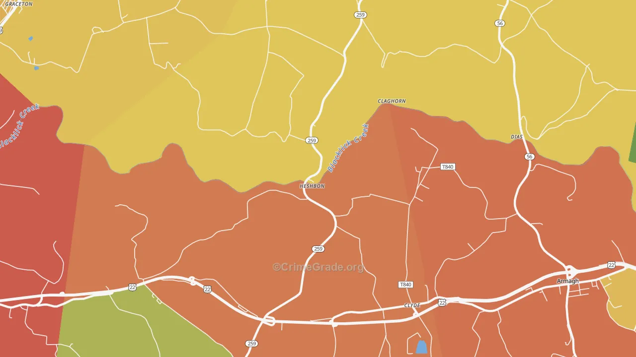 Heshbon, PA Map of Arson Rates