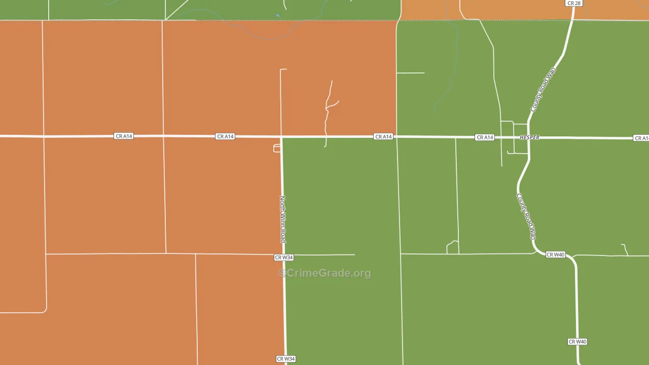 Hesper, IA Map of Arson Rates