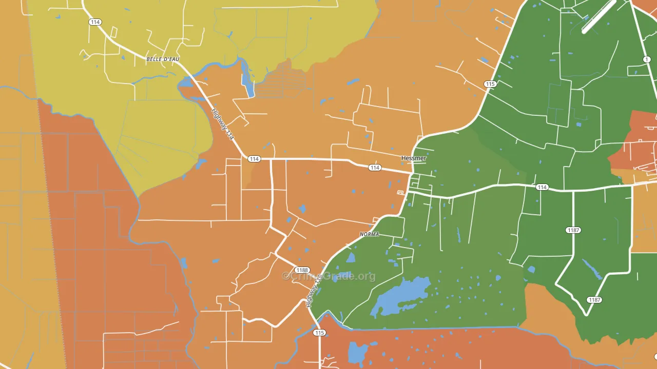 Hessmer, LA Map of Arson Rates