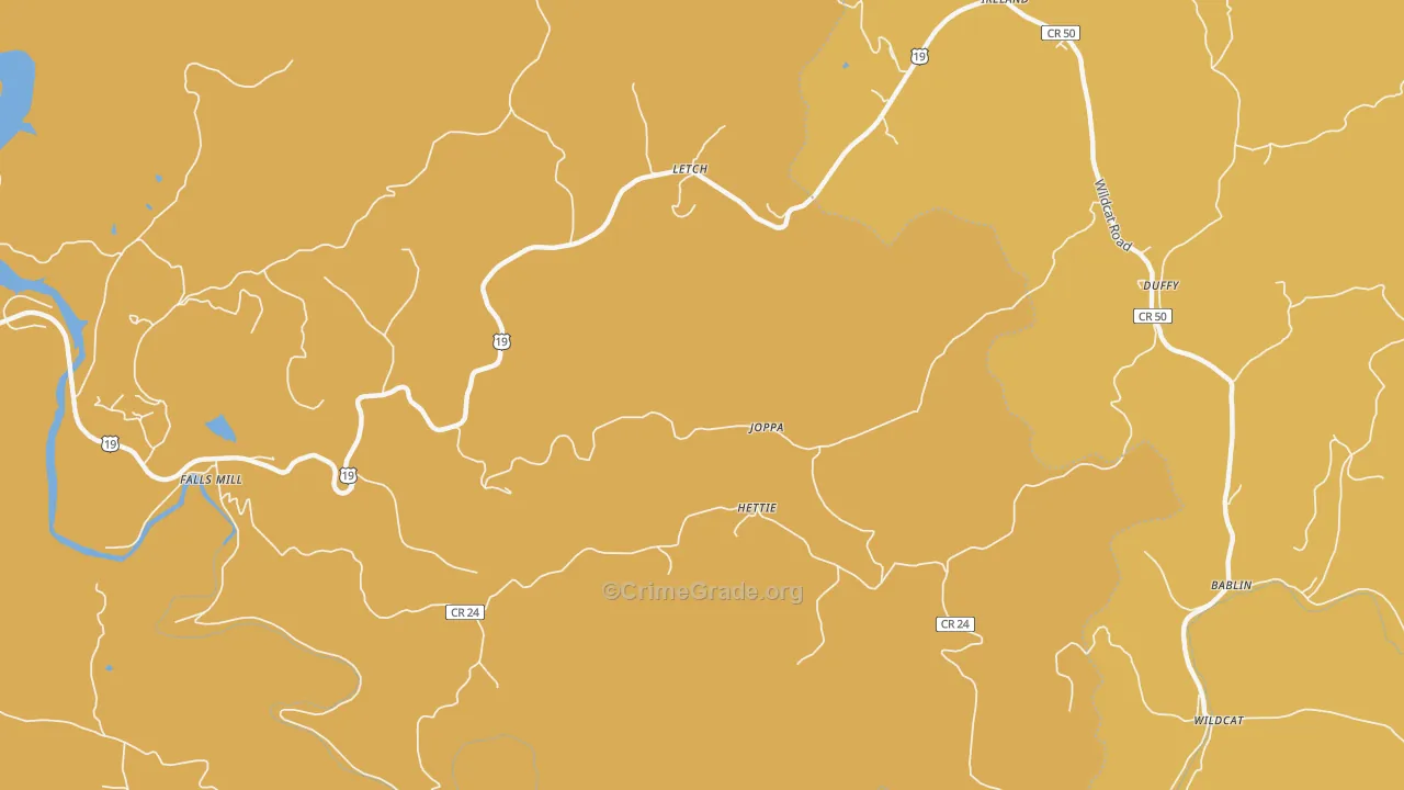Hettie, WV Map of Arson Rates