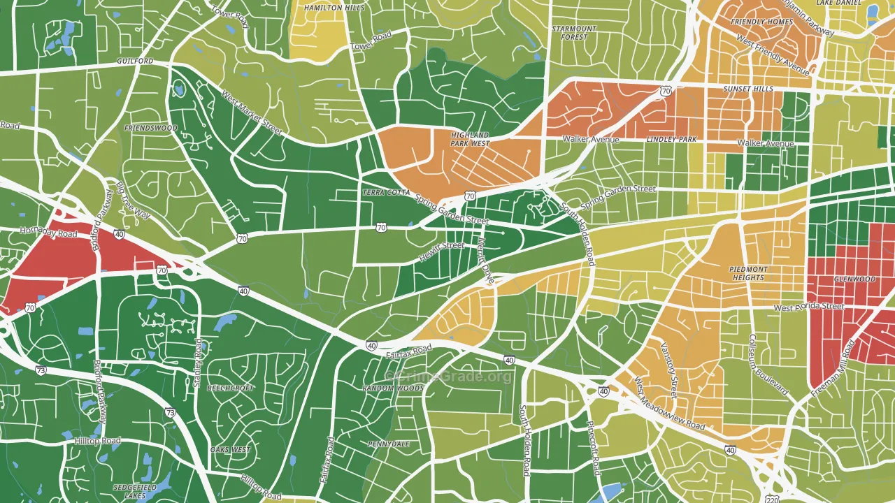 Hewitt Area, Greensboro, NC Map of Arson Rates