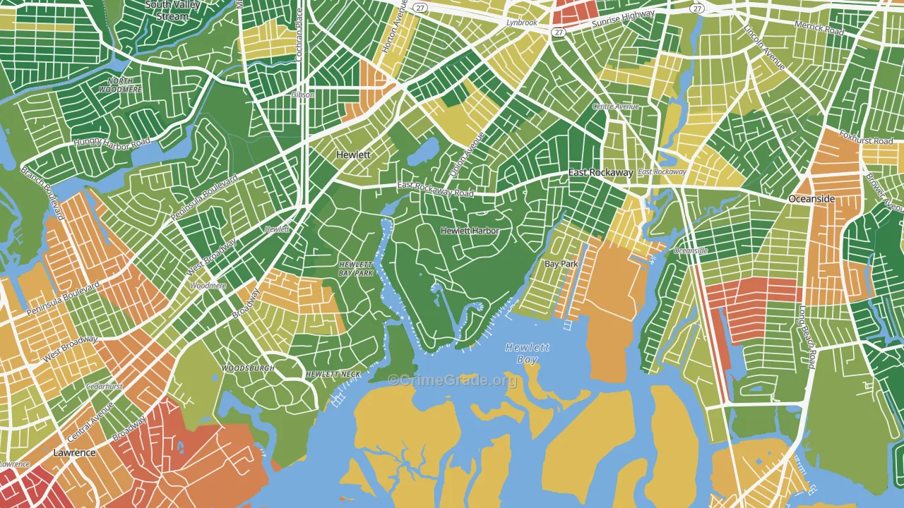 Hewlett Harbor, NY Map of Arson Rates