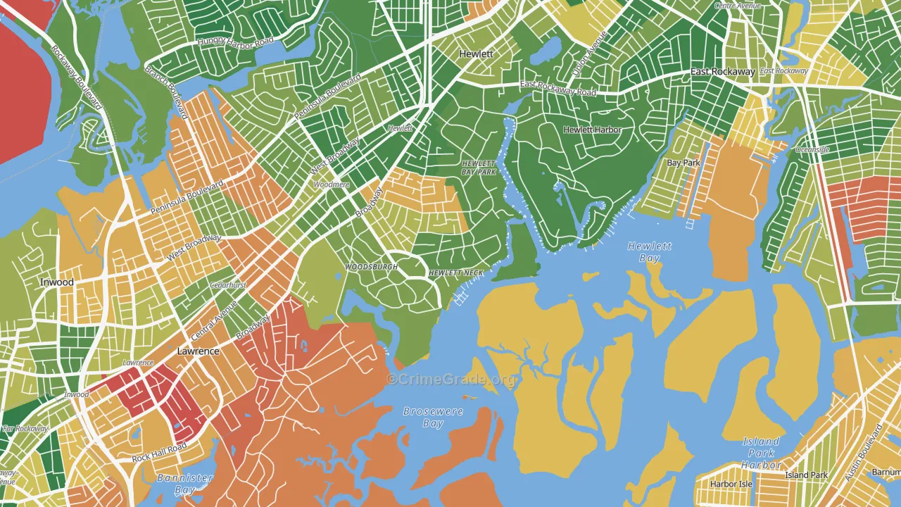 Hewlett Neck, NY Map of Arson Rates