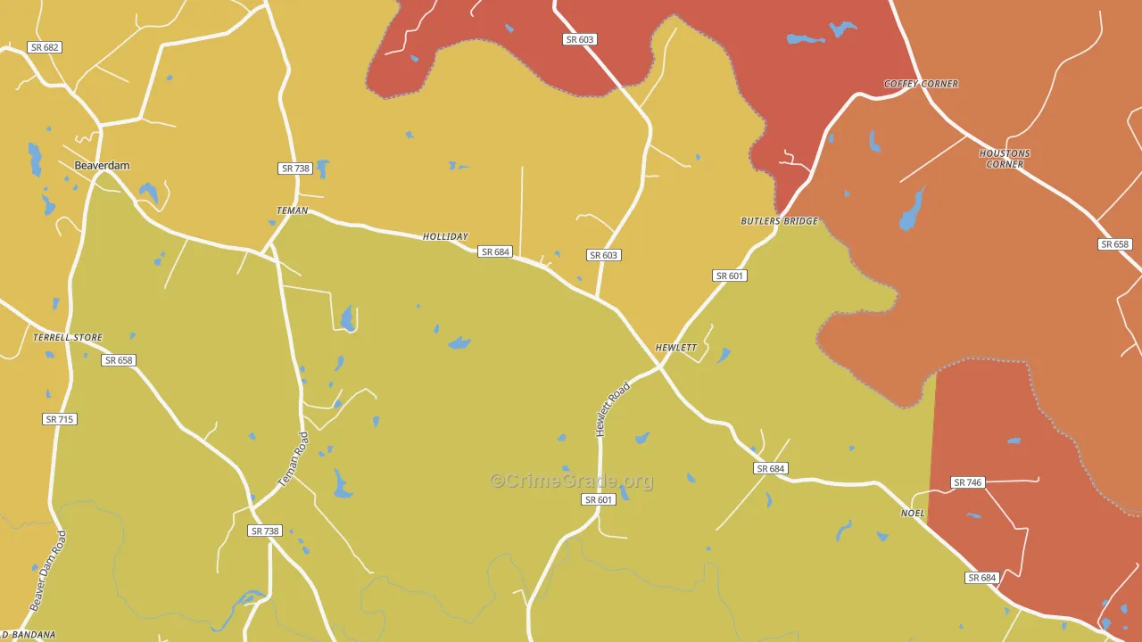 Hewlett, VA Map of Arson Rates