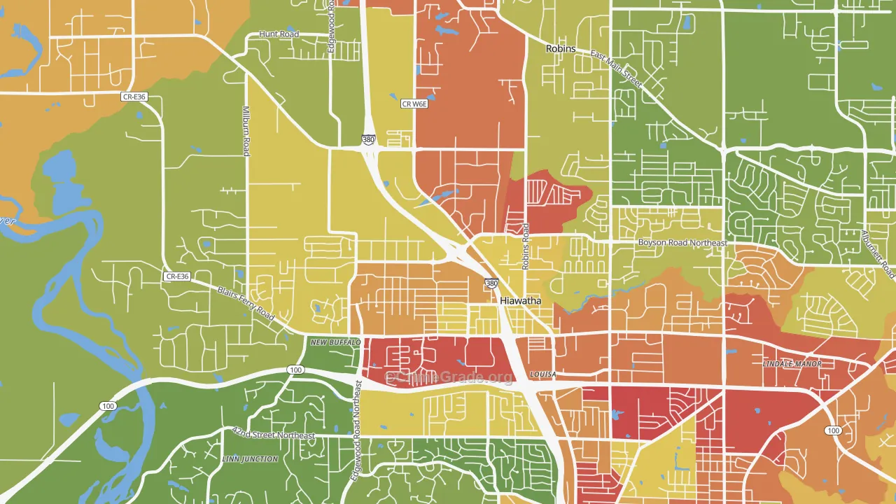 Hiawatha, IA Map of Arson Rates