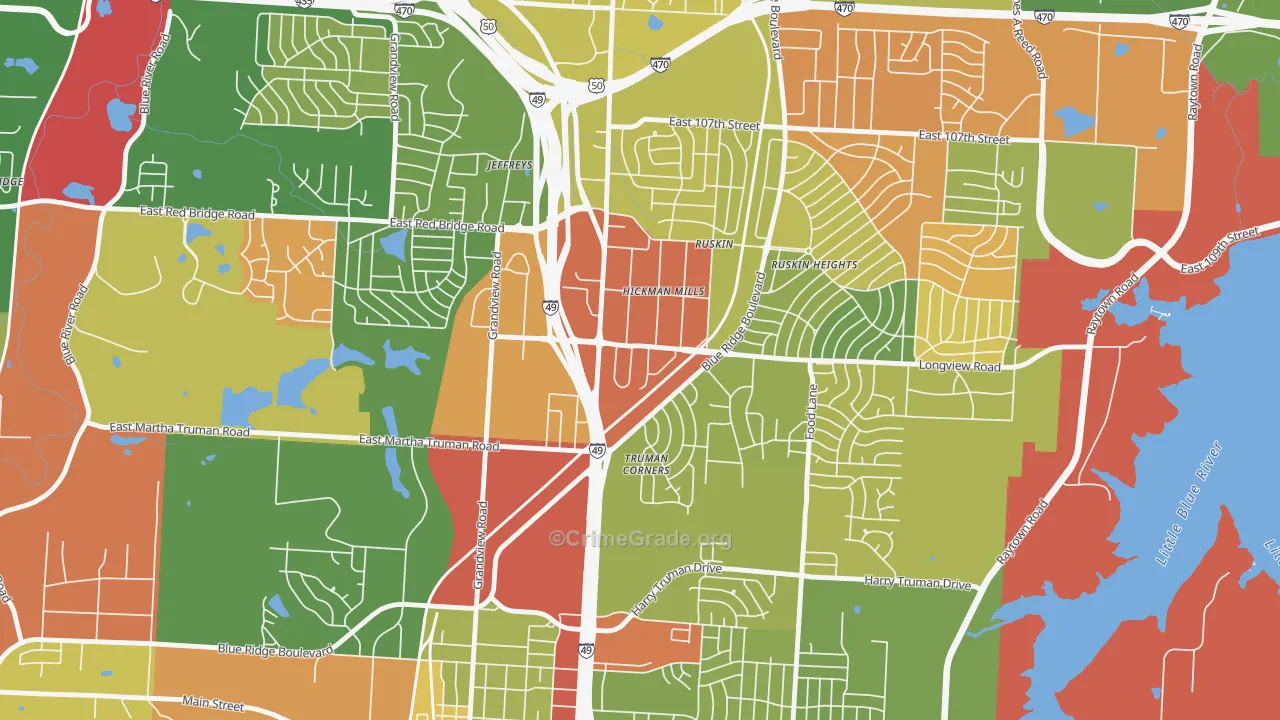 Hickman Mills, Kansas City, MO Map of Arson Rates