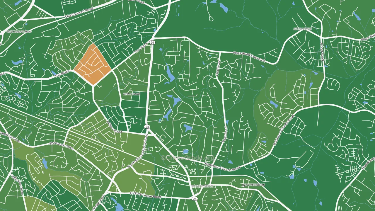 Hickory Grove, Charlotte, NC Map of Arson Rates