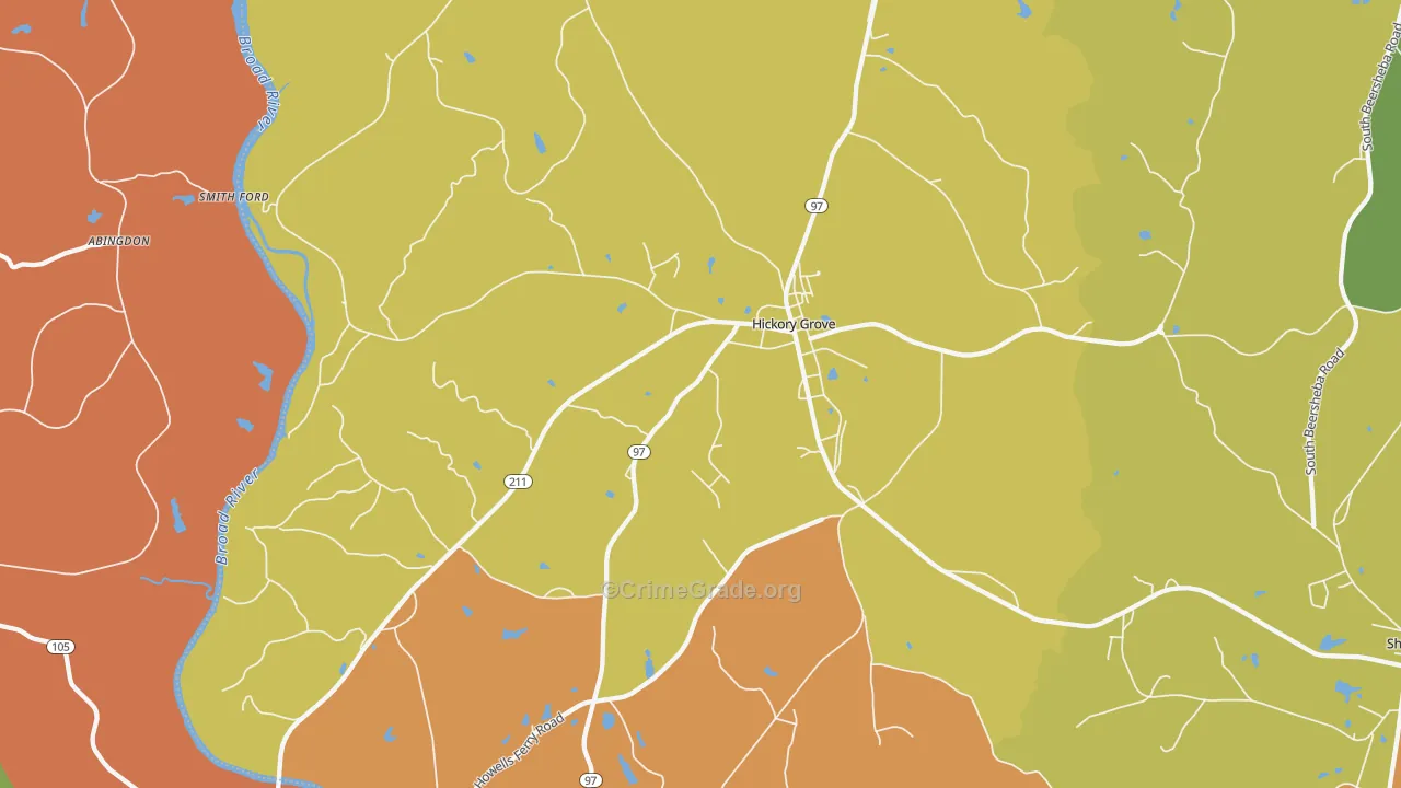 Hickory Grove, SC Map of Arson Rates