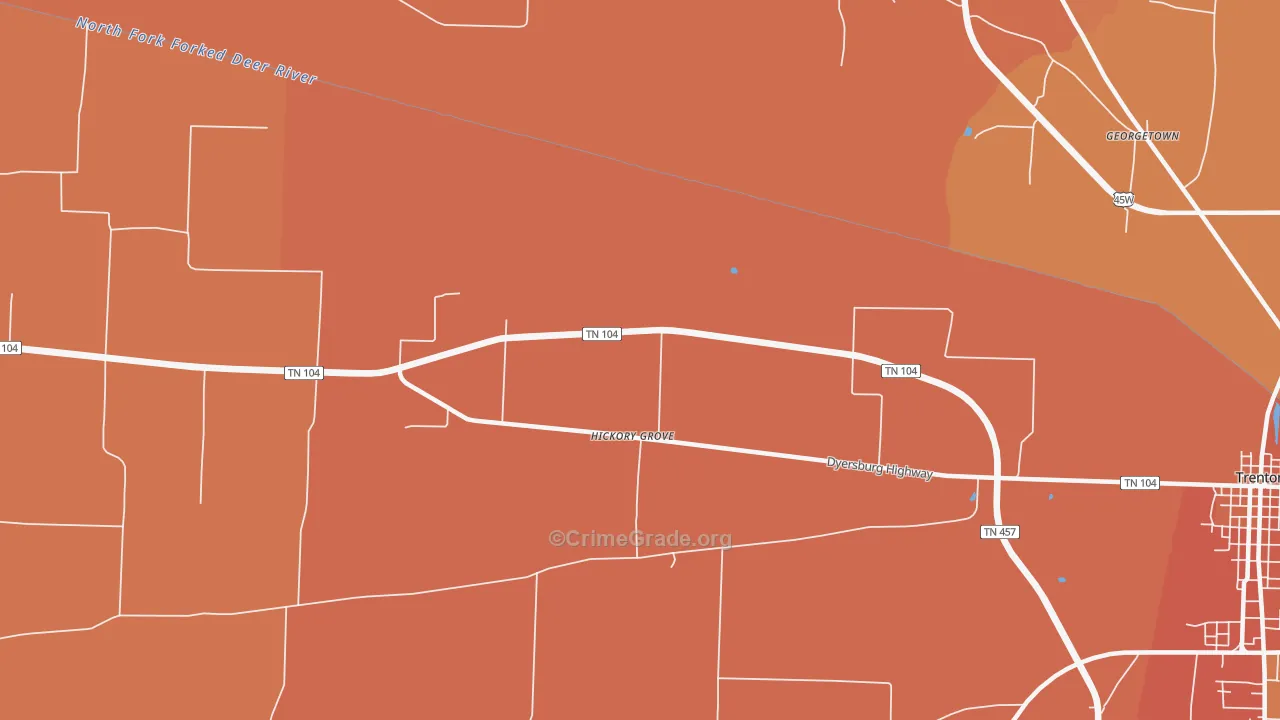 Hickory Grove, TN Map of Arson Rates