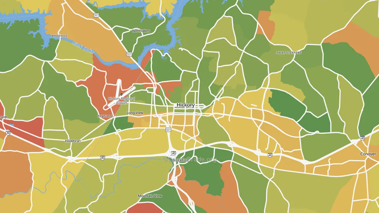 Hickory, NC Map of Arson Rates